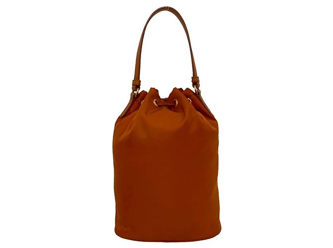 Borsa a mano in nylon e pelle Saffiano con logo Triangle Prada Arancione - vista 3