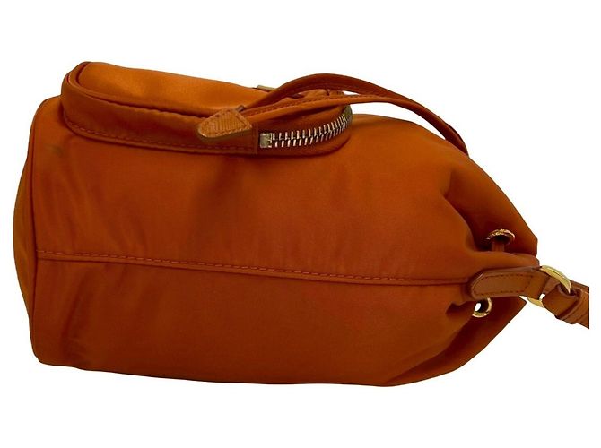 Borsa a mano in nylon e pelle Saffiano con logo Triangle Prada Arancione - vista 6
