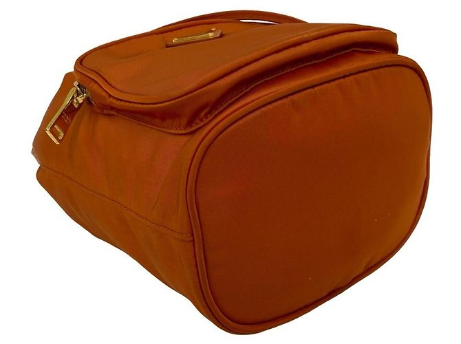 Borsa a mano in nylon e pelle Saffiano con logo Triangle Prada Arancione - vista 7