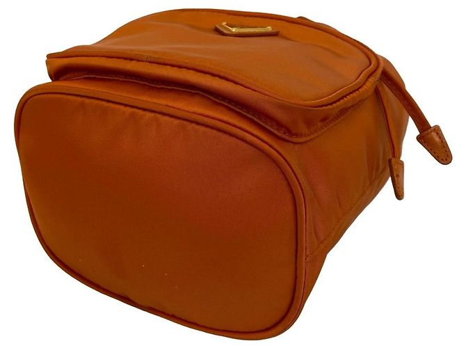 Borsa a mano in nylon e pelle Saffiano con logo Triangle Prada Arancione - vista 8