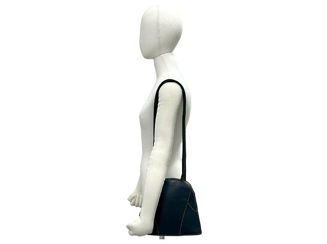 Loewe Vintage Logo Prägeleder Halb-Schultertasche Marineblau - Ansicht 2