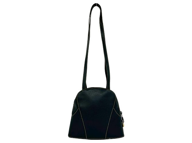 Loewe Vintage Logo Prägeleder Halb-Schultertasche Marineblau - Ansicht 3