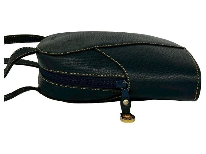 Loewe Vintage Logo Prägeleder Halb-Schultertasche Marineblau - Ansicht 5