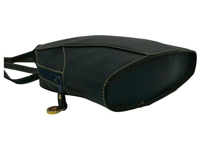 Loewe Vintage Logo Prägeleder Halb-Schultertasche Marineblau - Ansicht 7