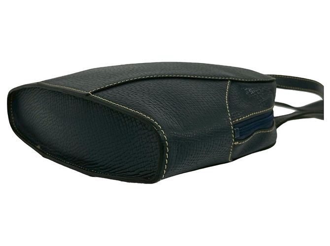Loewe Vintage Logo Prägeleder Halb-Schultertasche Marineblau - Ansicht 8