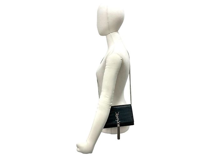 Mini borsa a tracolla in pelle nera Yves Saint Laurent Nero - vista 2