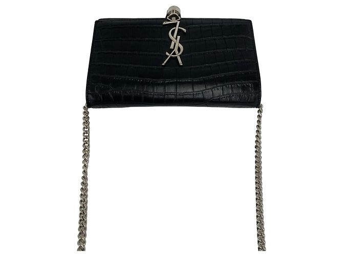 Mini borsa a tracolla in pelle nera Yves Saint Laurent Nero - vista 4