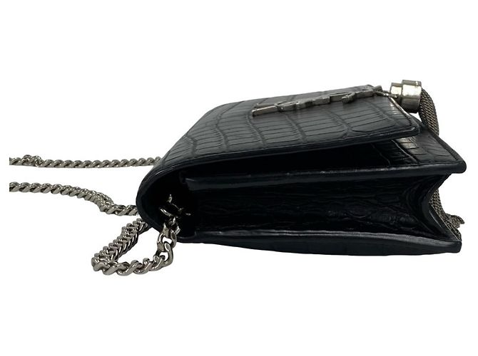 Mini borsa a tracolla in pelle nera Yves Saint Laurent Nero - vista 5