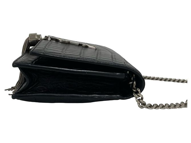 Mini borsa a tracolla in pelle nera Yves Saint Laurent Nero - vista 6