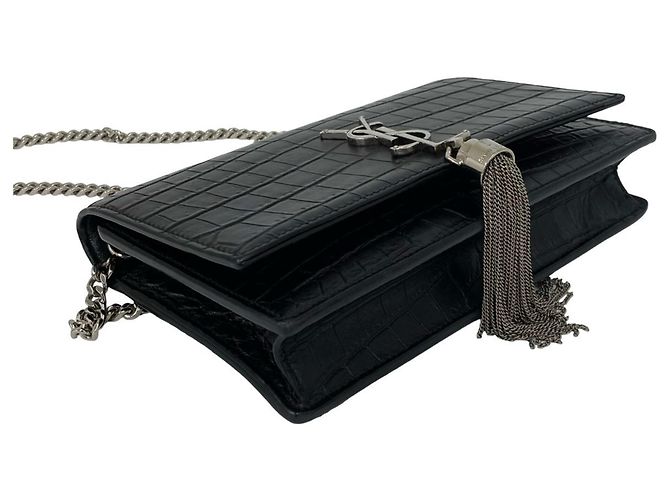 Mini borsa a tracolla in pelle nera Yves Saint Laurent Nero - vista 7