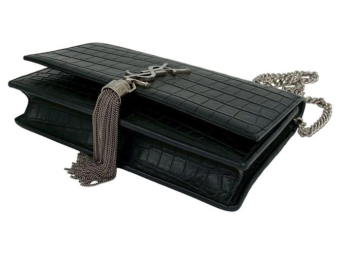 Mini borsa a tracolla in pelle nera Yves Saint Laurent Nero - vista 8