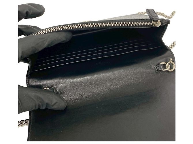 Mini borsa a tracolla in pelle nera Yves Saint Laurent Nero - vista 9