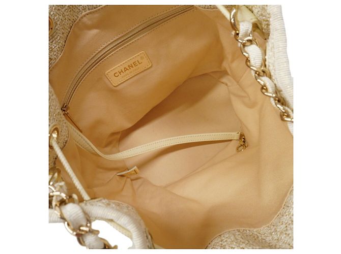 Borsa a tracolla con catena Chanel Deauville D'oro Crudo - vista 4