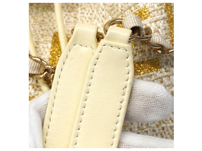 Borsa a tracolla con catena Chanel Deauville D'oro Crudo - vista 8