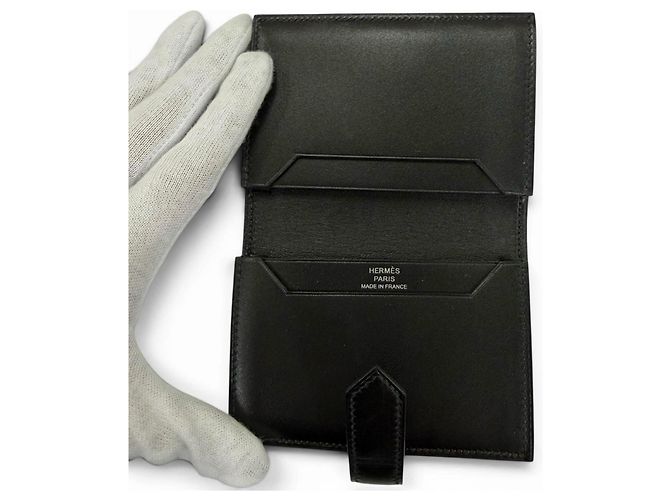Hermès Tarjetero Hermes Bearn Mini Box Calf Negro - vista 7