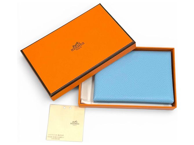 Hermès Cartera compacta Hermes Calvi Duo Celeste Azul claro - vista 2