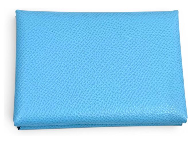 Hermès Cartera compacta Hermes Calvi Duo Celeste Azul claro - vista 3