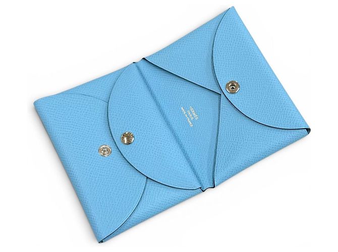 Hermès Cartera compacta Hermes Calvi Duo Celeste Azul claro - vista 5