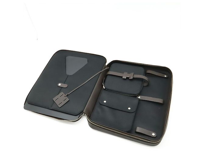 Hermès Borsa Overnight Hermes Marrone Nero - vista 6