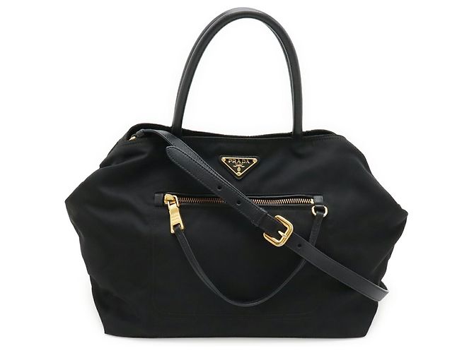 Sac Tote de Nylon Preto e Couro Prada - vista 2