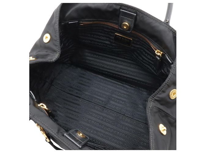 Sac Tote de Nylon Preto e Couro Prada - vista 8