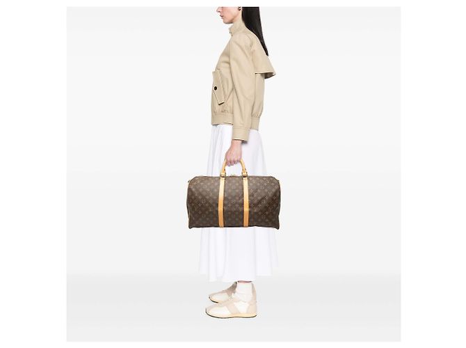 Louis Vuitton Marrone Monogram Keepall 50 - vista 7