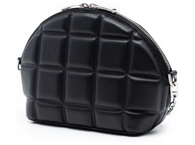 Bottega Veneta Bolsa transversal de meia lua com corrente em nappa acolchoado preto mini - vista 2
