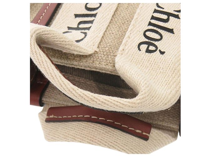 Borsa Chloé Beige Nano Canvas Woody - vista 6