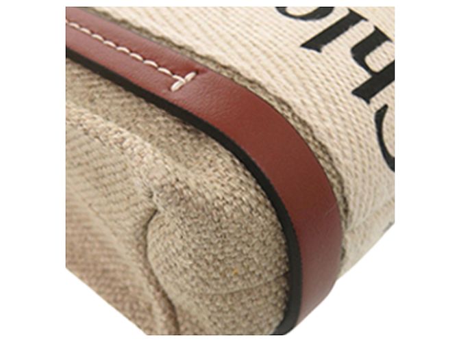 Borsa Chloé Beige Nano Canvas Woody - vista 9