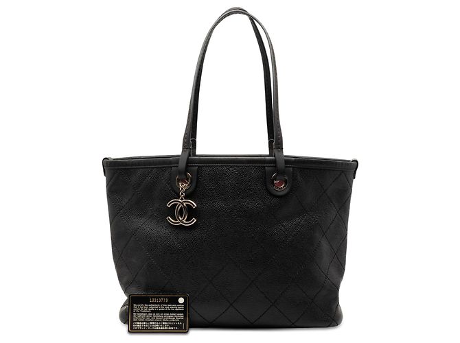 Chanel Black CC Caviar Wild Stitch On the Road Tote Nero - vista 8