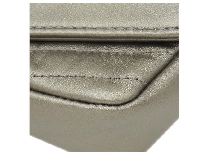 Chanel Bolsa Envelope Flap Data Center em couro de vitelo Chevron prateado com detalhes Small Prata - vista 10