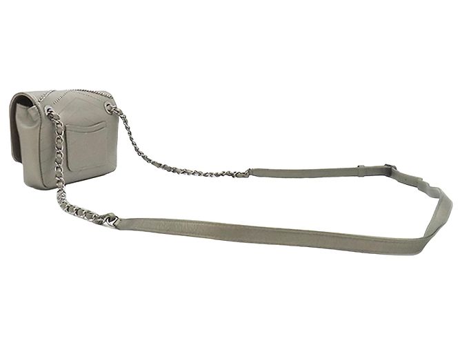 Chanel Bolsa Envelope Flap Data Center em couro de vitelo Chevron prateado com detalhes Small Prata - vista 2