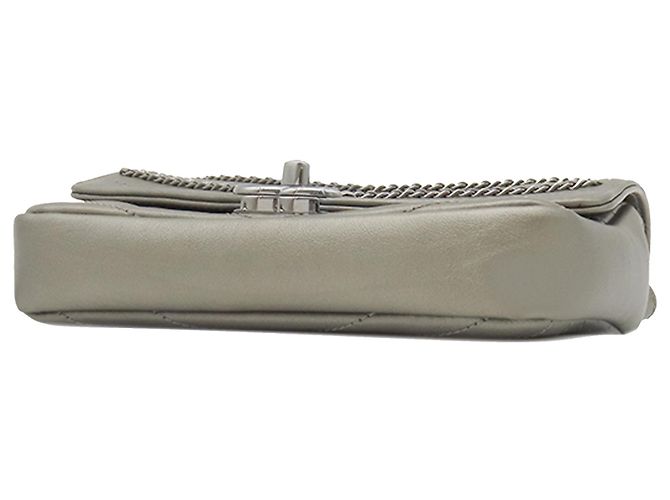 Chanel Bolsa Envelope Flap Data Center em couro de vitelo Chevron prateado com detalhes Small Prata - vista 3