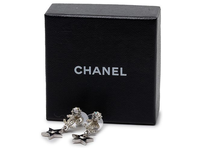 Orecchini Chanel Silver CC in ottone e strass Star Drop con chiusura a perno Argento - vista 4