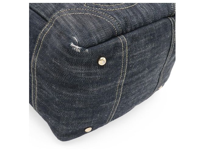 Borsa Tote Chanel Sparkling Denim Coco Mark Blu - vista 4