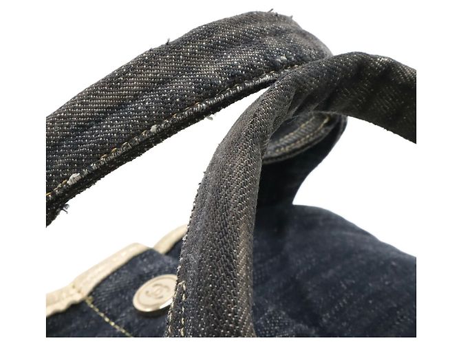Borsa Tote Chanel Sparkling Denim Coco Mark Blu - vista 7