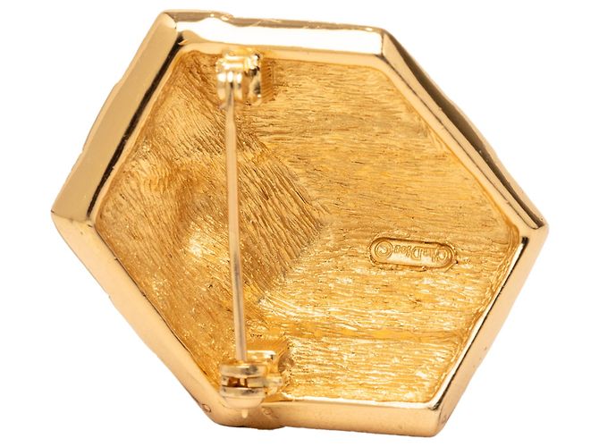 Spilla Dior Gold Placcata Oro Strass Hexagonal Gift Box D'oro - vista 2