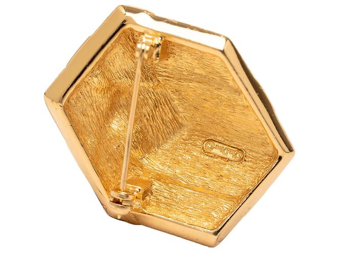 Spilla Dior Gold Placcata Oro Strass Hexagonal Gift Box D'oro - vista 3