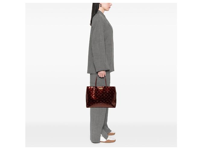 Louis Vuitton Red Monogram Vernis Wilshire MM Rosso Bordò - vista 7