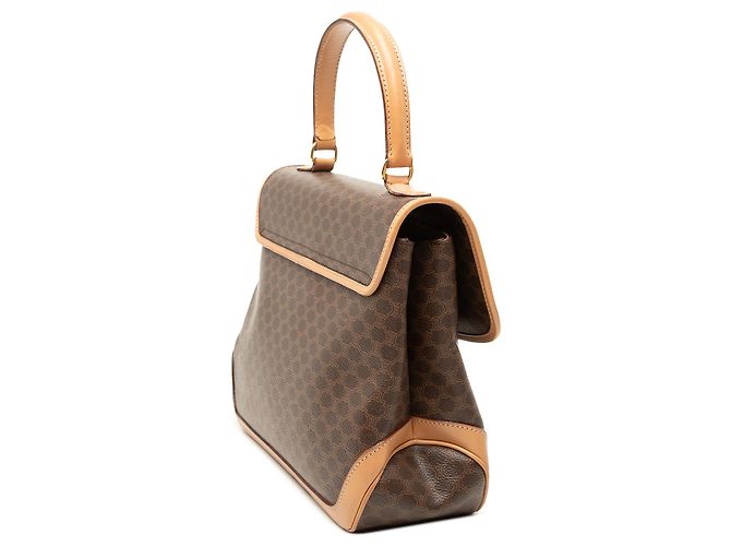 Céline Celine Top Handle Tasche aus braunem Macadam beschichtetem Canvas - Ansicht 2