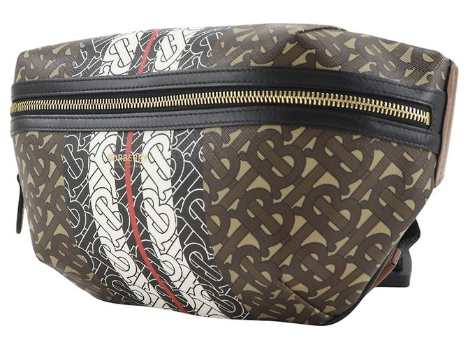 Bolso de cintura Burberry Brown Monogram Stripe E-Canvas Castaño - vista 17