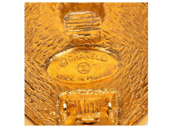 Orecchini Chanel Gold CC placcati oro e diamanti a clip D'oro - vista 3