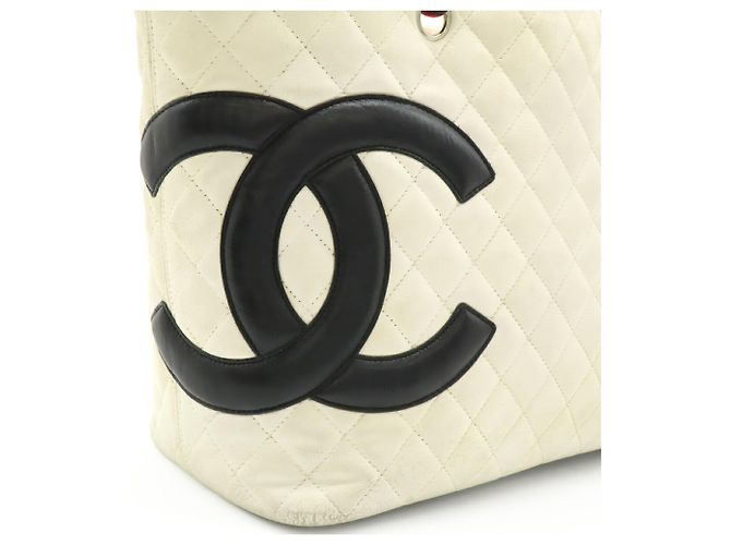 CHANEL Cambon Line Coco Mark Large Tote Shoulder Bag Schwarz Pink Weiß - Ansicht 10