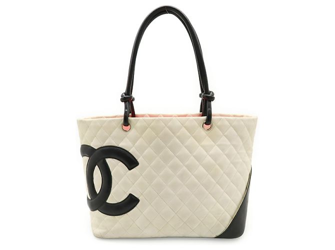 CHANEL Cambon Line Coco Mark Large Tote Shoulder Bag Schwarz Pink Weiß - Ansicht 2