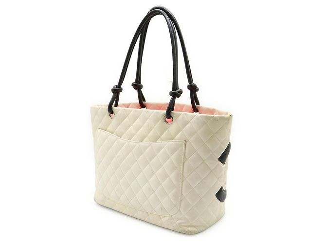 CHANEL Cambon Line Coco Mark Large Tote Shoulder Bag Schwarz Pink Weiß - Ansicht 3