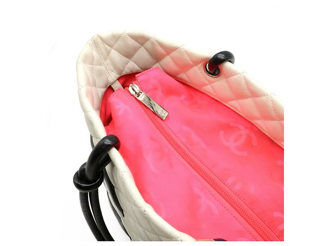 CHANEL Cambon Line Coco Mark Large Tote Shoulder Bag Schwarz Pink Weiß - Ansicht 6