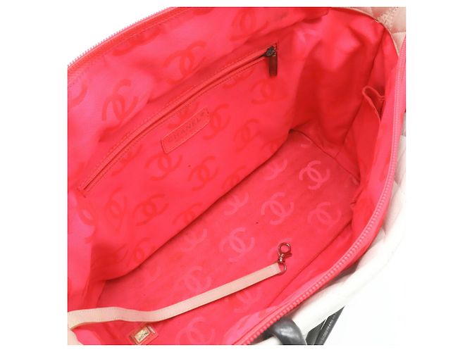 CHANEL Cambon Line Coco Mark Large Tote Shoulder Bag Schwarz Pink Weiß - Ansicht 7