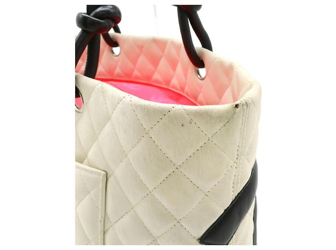 CHANEL Cambon Line Coco Mark Large Tote Shoulder Bag Schwarz Pink Weiß - Ansicht 8