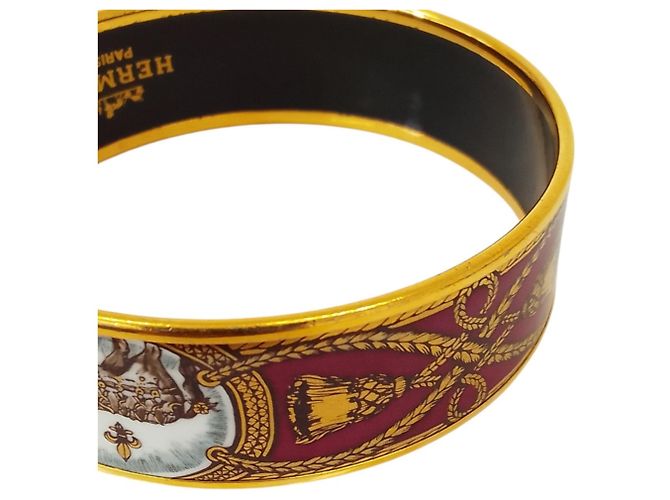 Hermès Bracciale in smalto Hermes Enamel GM Cheval in Bordeaux Bianco Bordò - vista 10