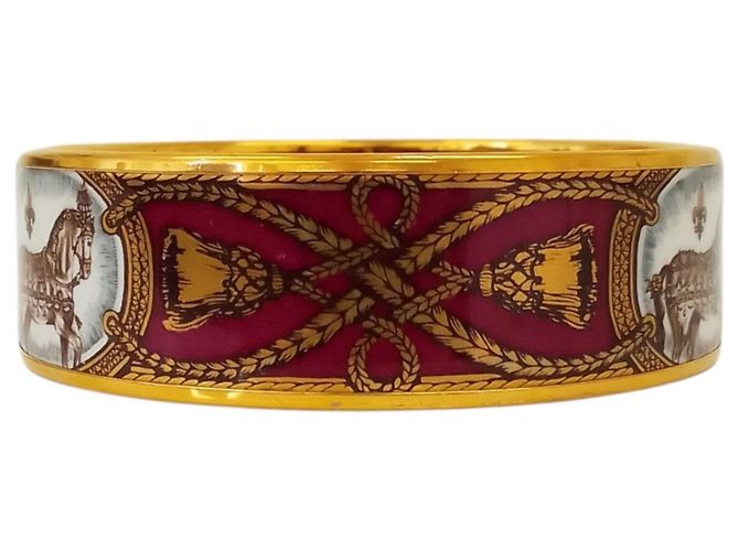 Hermès Bracciale in smalto Hermes Enamel GM Cheval in Bordeaux Bianco Bordò - vista 2